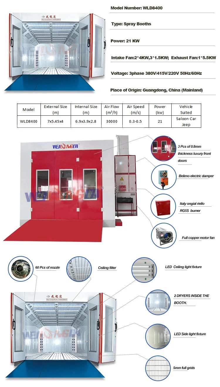 Wld8400 CE Water Base Painting Booth / Spray Booth / Painting Chamber for Portugal