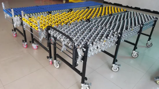 Vehicle Loading Offloading Gravity Flexible Expandable Roller Skate Wheel Conveyor